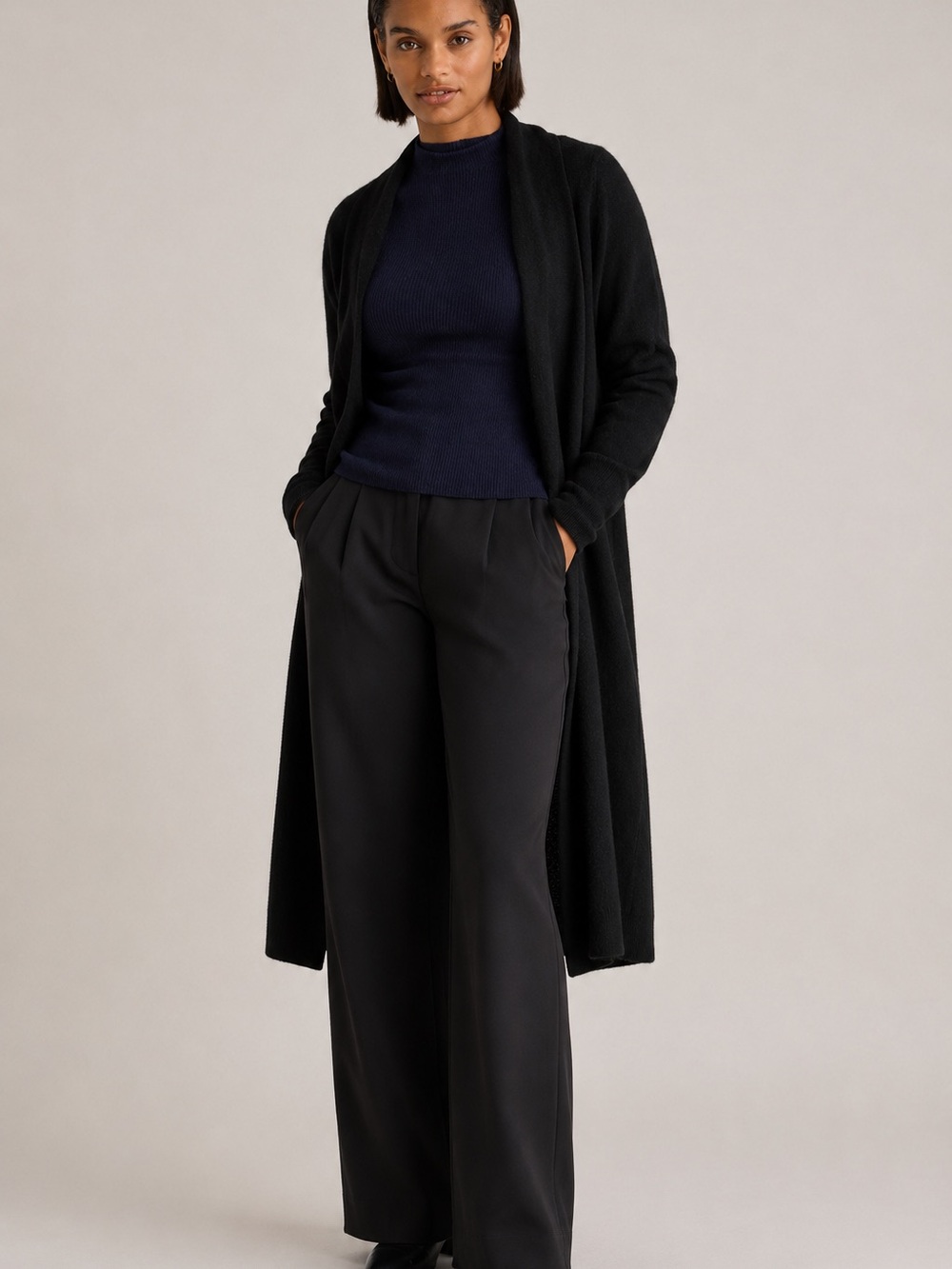 Quince Mongolian Cashmere Duster Cardigan Black Size S NWT